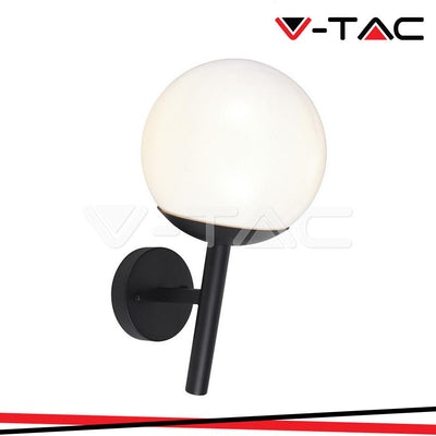 LAMPADA LED DA MURO  1XE27  MATT NERA OPAL PLASTICA PALLA IN BASSO