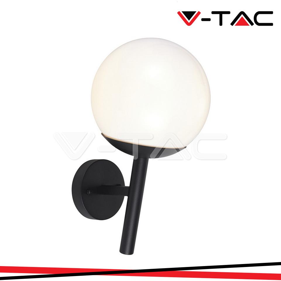 LAMPADA LED DA MURO  1XE27  MATT NERA OPAL PLASTICA PALLA IN BASSO