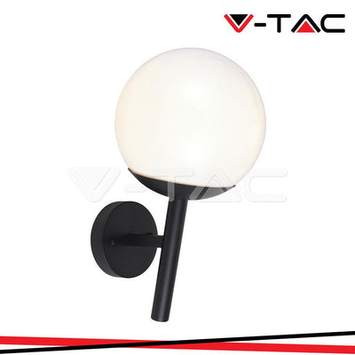 LAMPADA LED DA MURO  1XE27  MATT NERA OPAL PLASTICA PALLA IN BASSO