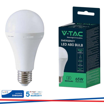 LED LAMPADINA 12W E27 A80  PLASTICA LAMPADA DI EMERGENZA 4000K