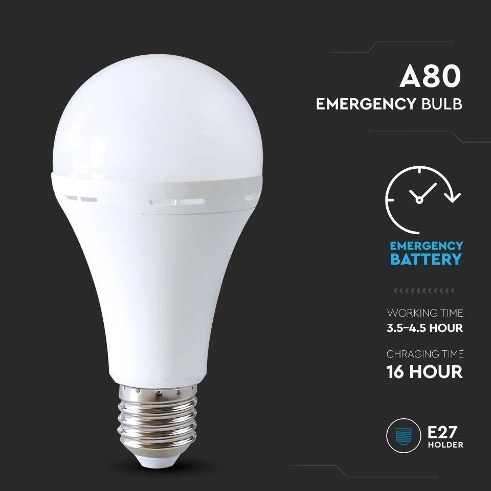 LED LAMPADINA 12W E27 A80  PLASTICA LAMPADA DI EMERGENZA 4000K