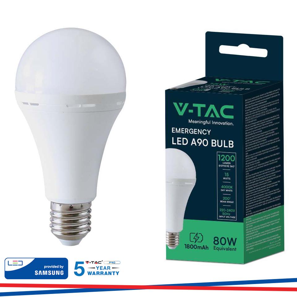LED LAMPADINA 15W E27 A90  PLASTICA LAMPADA DI EMERGENZA 4000K