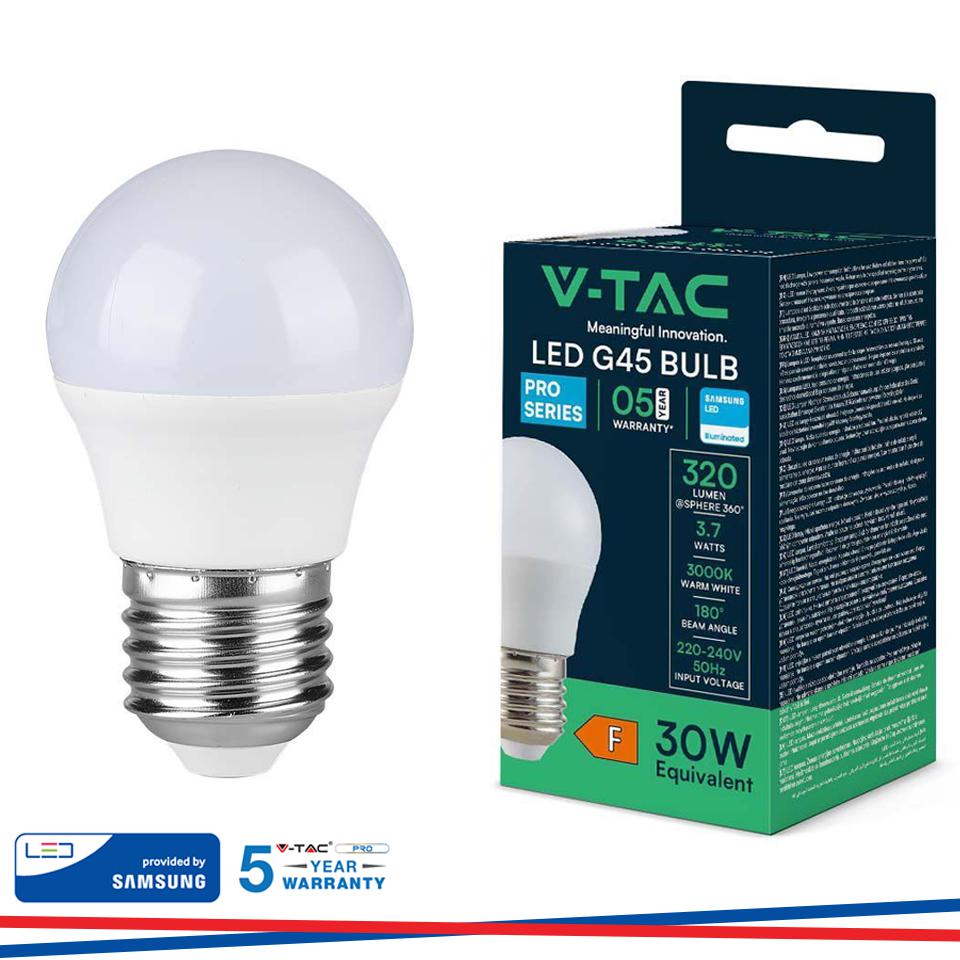 LED LAMPADINA SAMSUNG CHIP 3.7W E27 G45 PLASTICA 3000K