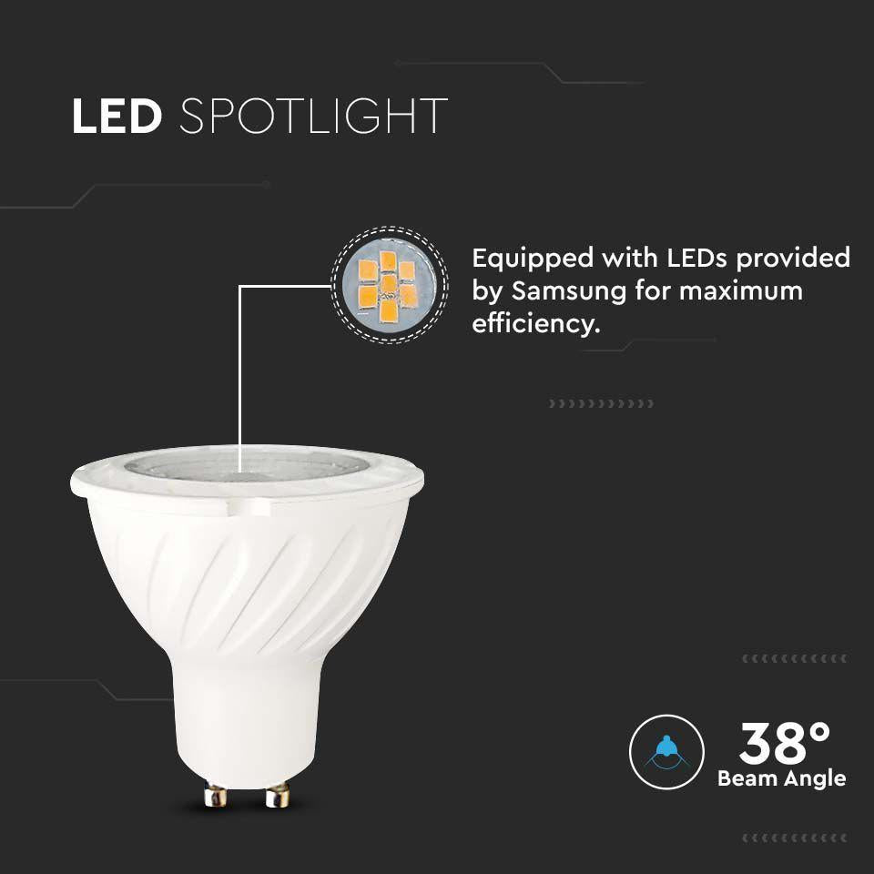 LED LAMPADA SAMSUNG CHIP - GU10 6W PLASTICA SMD WITH LENS 3000K