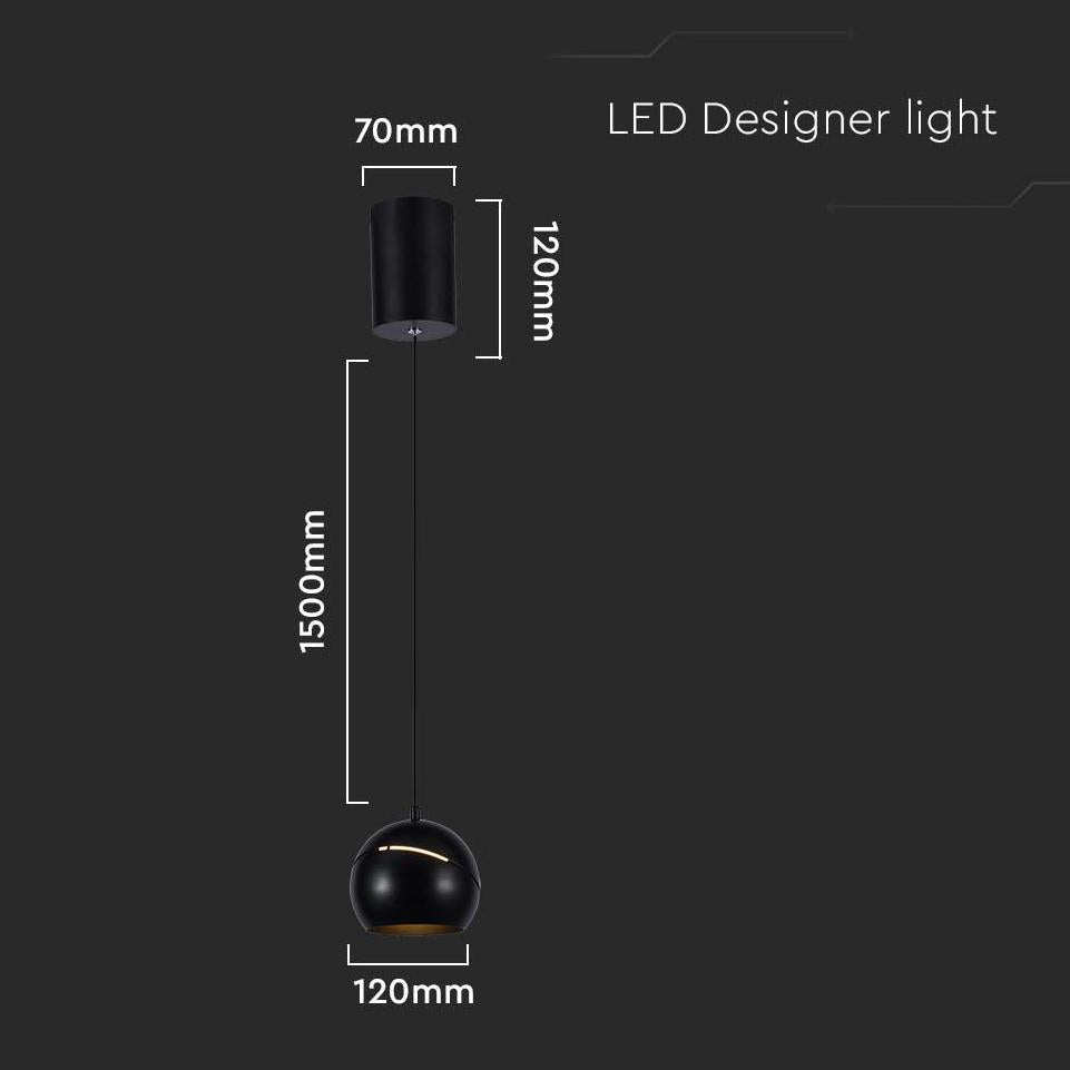 8.5W LED LAMPADA A SOSPENSIONE   180 CORPO NERO 3000K