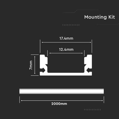 LED PROFILO IN ALUMINIO PER STRISCIA2000X17.4X7MM MILKY