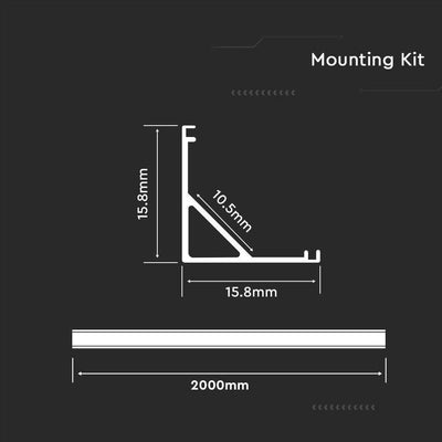 LED PROFILO IN ALUMINIO PER STRISCIA2000X15.8X15.8MM MILKY