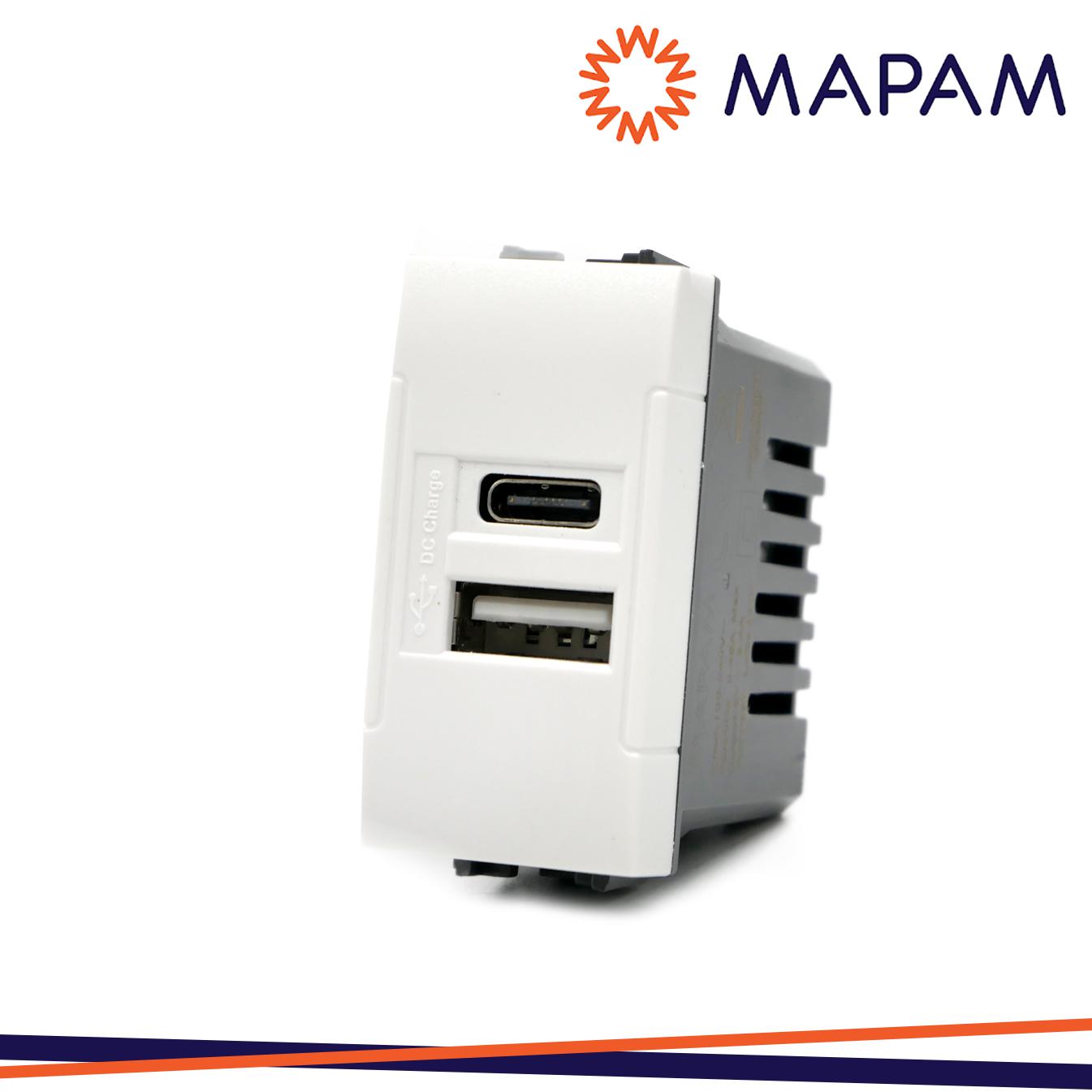 PRESA USB 5V=2.4A A+C T1 ART 833B BIANCO