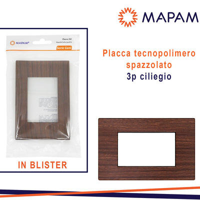 PLACCA TECNOPOLIMERO SPAZZOLATO CILIEGIO T2 3P BLISTER