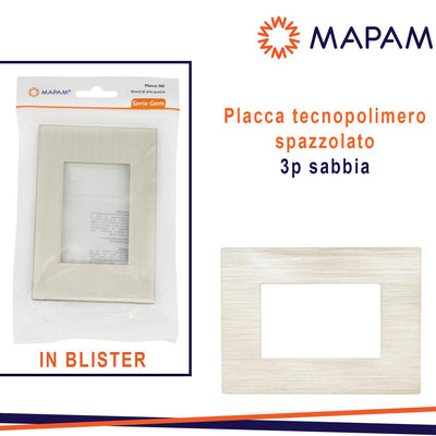 PLACCA TECNOPOLIMERO SPAZZOLATO T2  GEM 3P SABBIA BLISTER