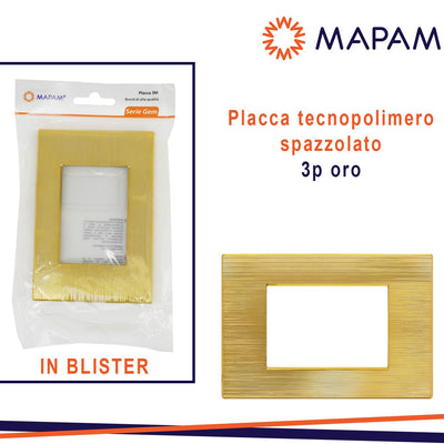 PLACCA TECNOPOLIMERO SPAZZOLATO T2 3P ORO BLISTER