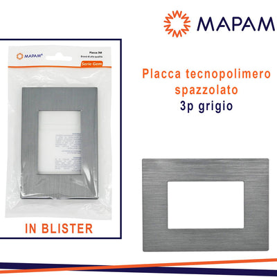 PLACCA TECNOPOLIMERO SPAZZOLATO T2 GEM 3P GRIGIO BLISTER