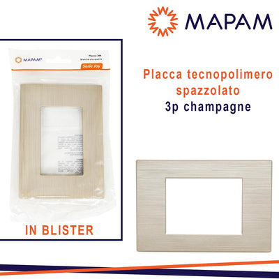 PLACCA TECNOPOLIMERO SPAZZOLATO CHAMPAGNE T3 JOY 3P BLISTER
