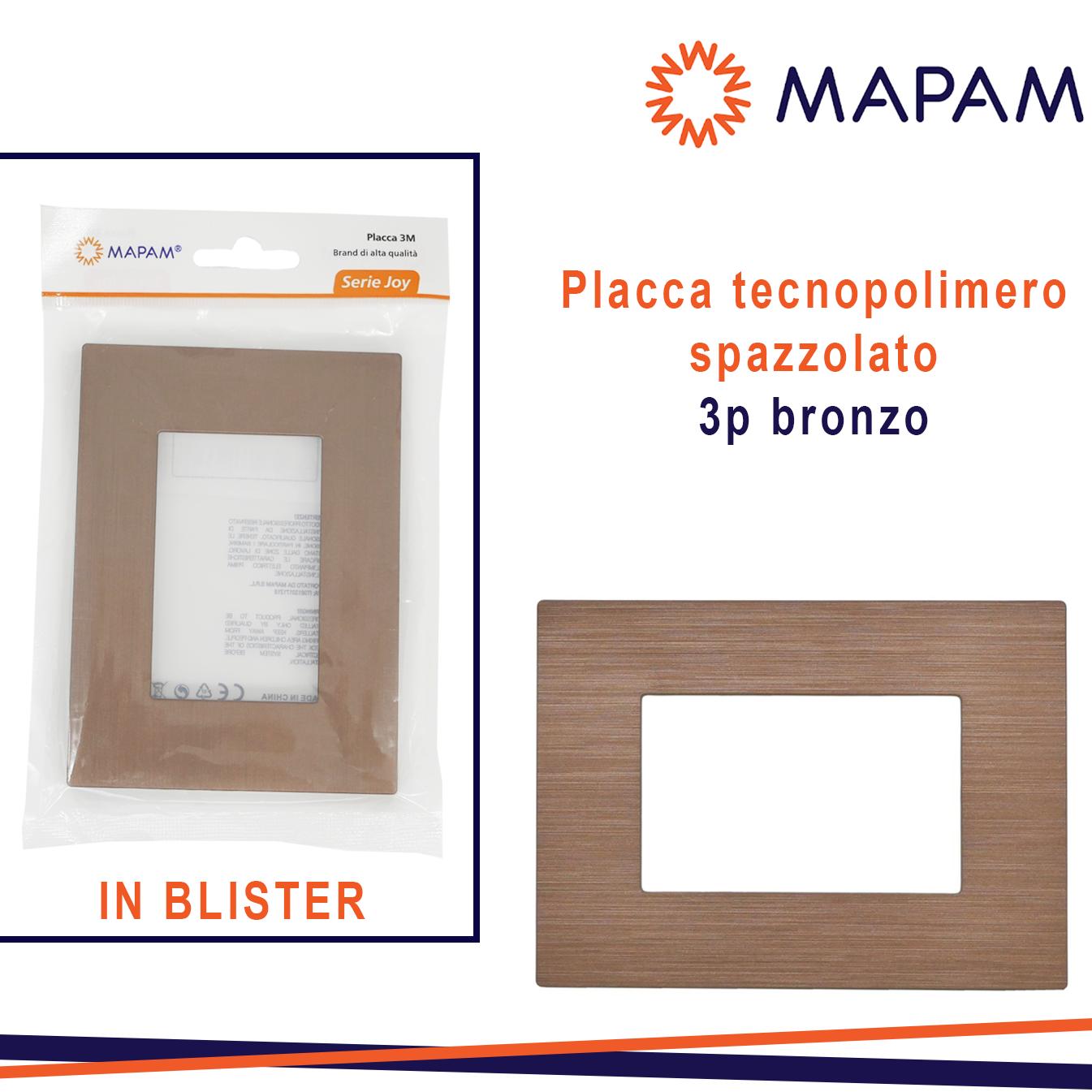 PLACCA TECNOPOLIMERO SPAZZOLATO BRONZO 3P JOY IN BLISTER
