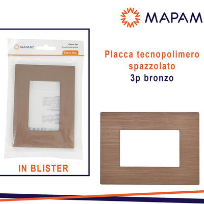 PLACCA TECNOPOLIMERO SPAZZOLATO BRONZO 3P JOY IN BLISTER