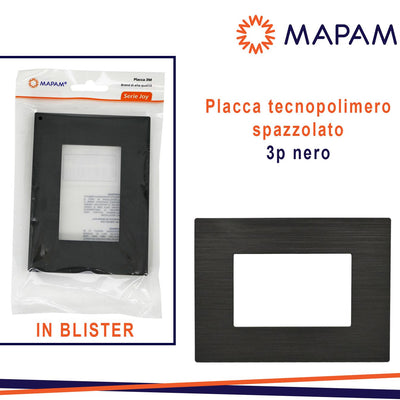 PLACCA TECNOPOLIMERO SPAZZOLATO NERO 3P JOY T3 IN BLISTER