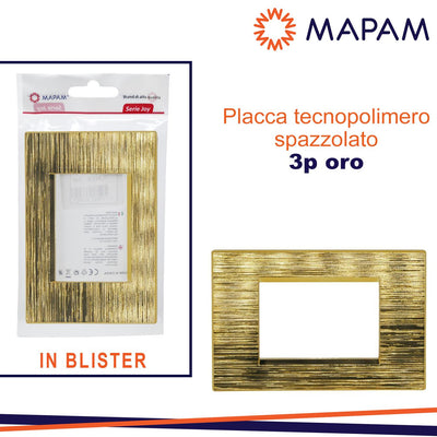 PLACCA TECNOPOLIMERO SPAZZOLATO 3P JOY T3 ORO IN BLISTER