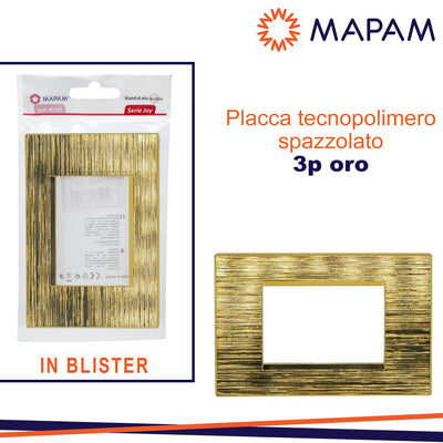 PLACCA TECNOPOLIMERO SPAZZOLATO 3P JOY T3 ORO IN BLISTER