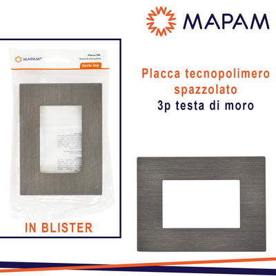 PLACCA TECNOPOLIMERO SPAZZOLATO 3P T3 TESTA DI MORO BLISTER