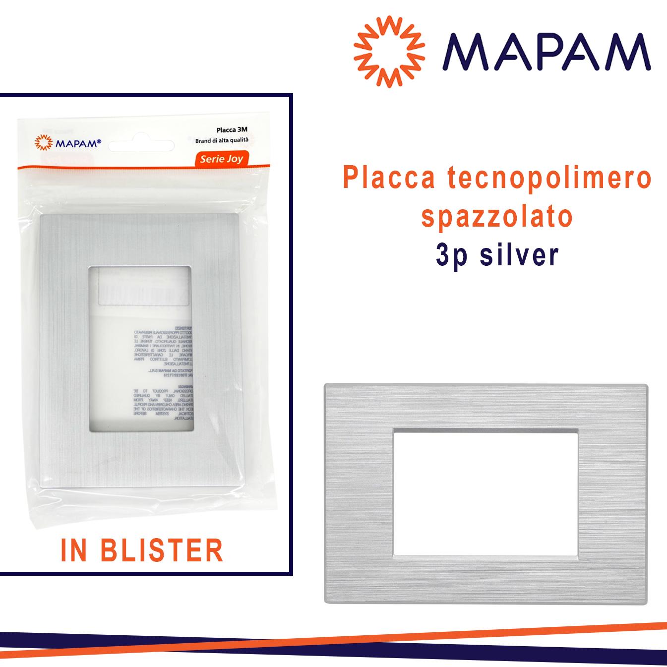 PLACCA TECNOPOLIMERO SPAZZOLATO 3P JOY T3 SILVER IN BLISTER