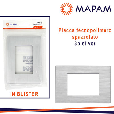 PLACCA TECNOPOLIMERO SPAZZOLATO 3P JOY T3 SILVER IN BLISTER