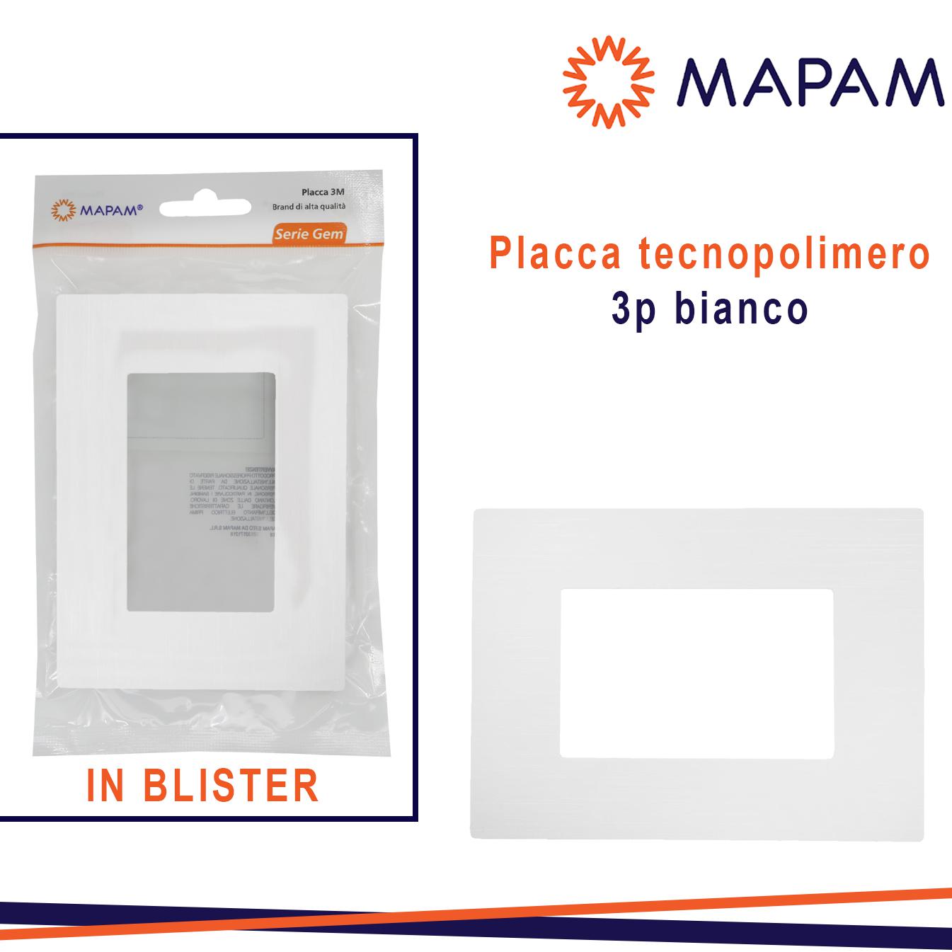 PLACCA TECNOPOLIMERO SPAZZOLATO 3P GEM BIANCO IN BLISTER