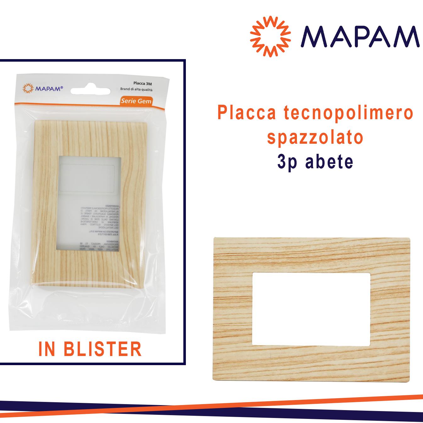 PLACCA TECNOPOLIMERO SPAZZOLATO T2 GEM 3P ABETE IN BLISTER