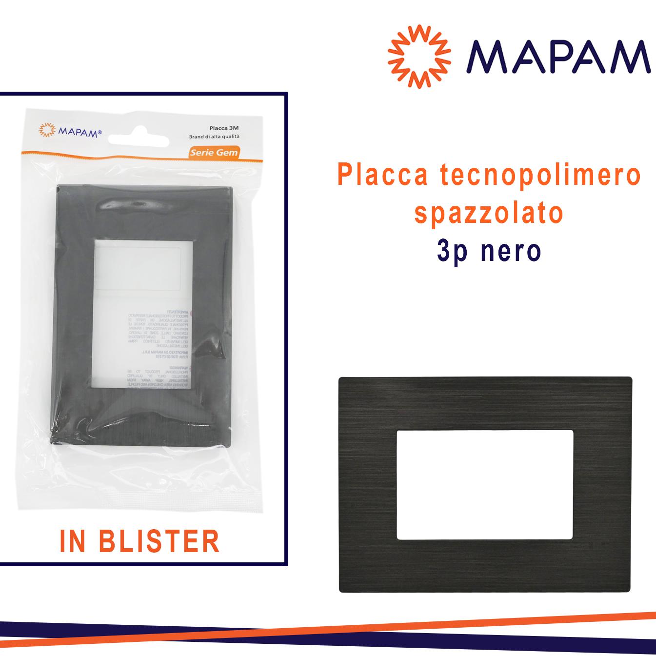 PLACCA TECNOPOLIMERO BLISTERATO 3P GEM T2 NERO IN BLISTER