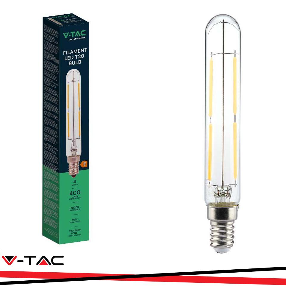 LED LAMPADINA 4W E14 T20 FILAMENT CLEAR VETRO 3000K