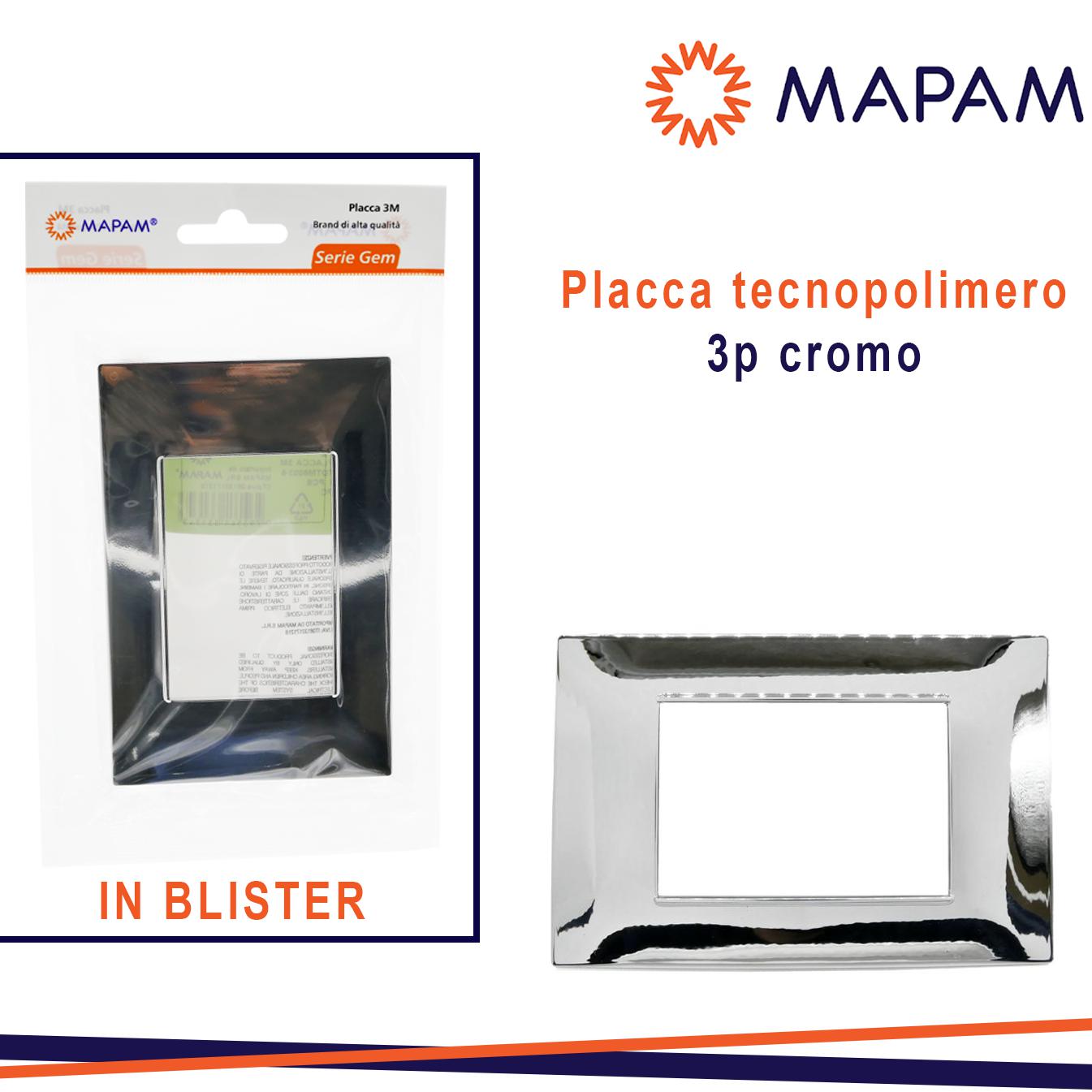 PLACCA 6003-06 3P CROMO/VMR-PLN TECNOPOLIMERO T2 BLISTER