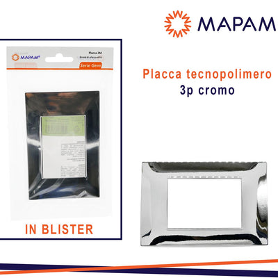 PLACCA 6003-06 3P CROMO/VMR-PLN TECNOPOLIMERO T2 BLISTER