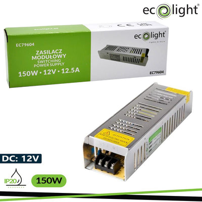 ALIMENTATORE LED 150W 12V 12.5A IP20 SLIM 200X60X40