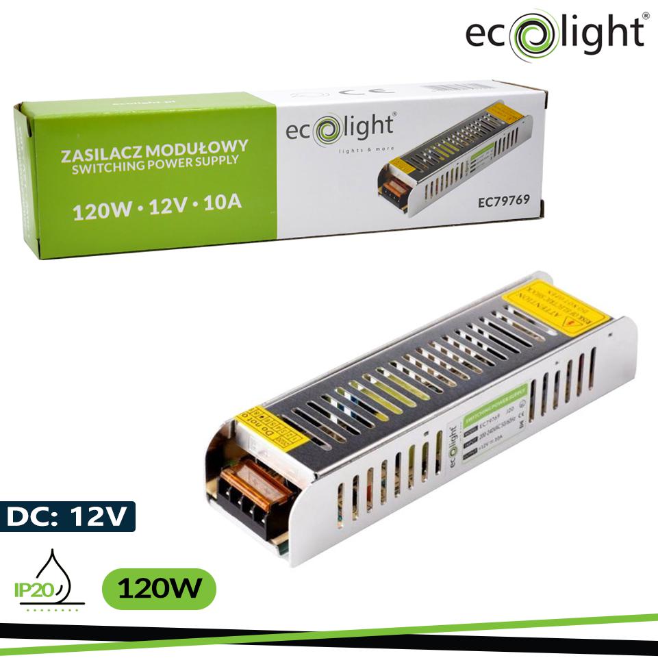 ALIMENTATORE LED 120W 12V 10A  IP20 SLIM 188X46X35