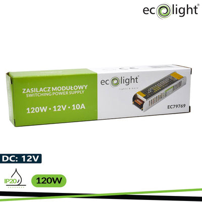 ALIMENTATORE LED 120W 12V 10A  IP20 SLIM 188X46X35