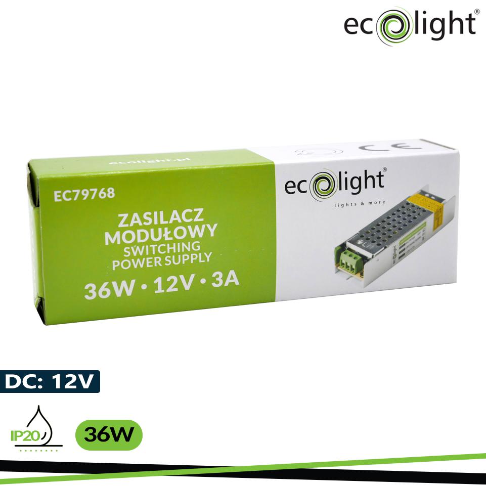 ALIMENTATORE LED 36W 12V 3A IP20 SLIM 100X30X21