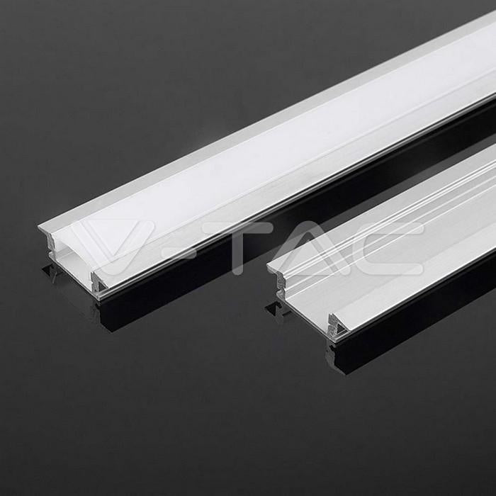 LED STRISCIA MOUNTING KIT WITH DIFFUSER ALUMINUM 2000* 24.7*7MM MILKY