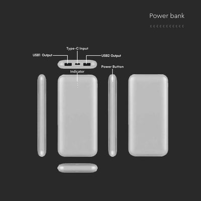10000MAH POWER BANK 2A 30CM TYPE C CABLE-SILVER
