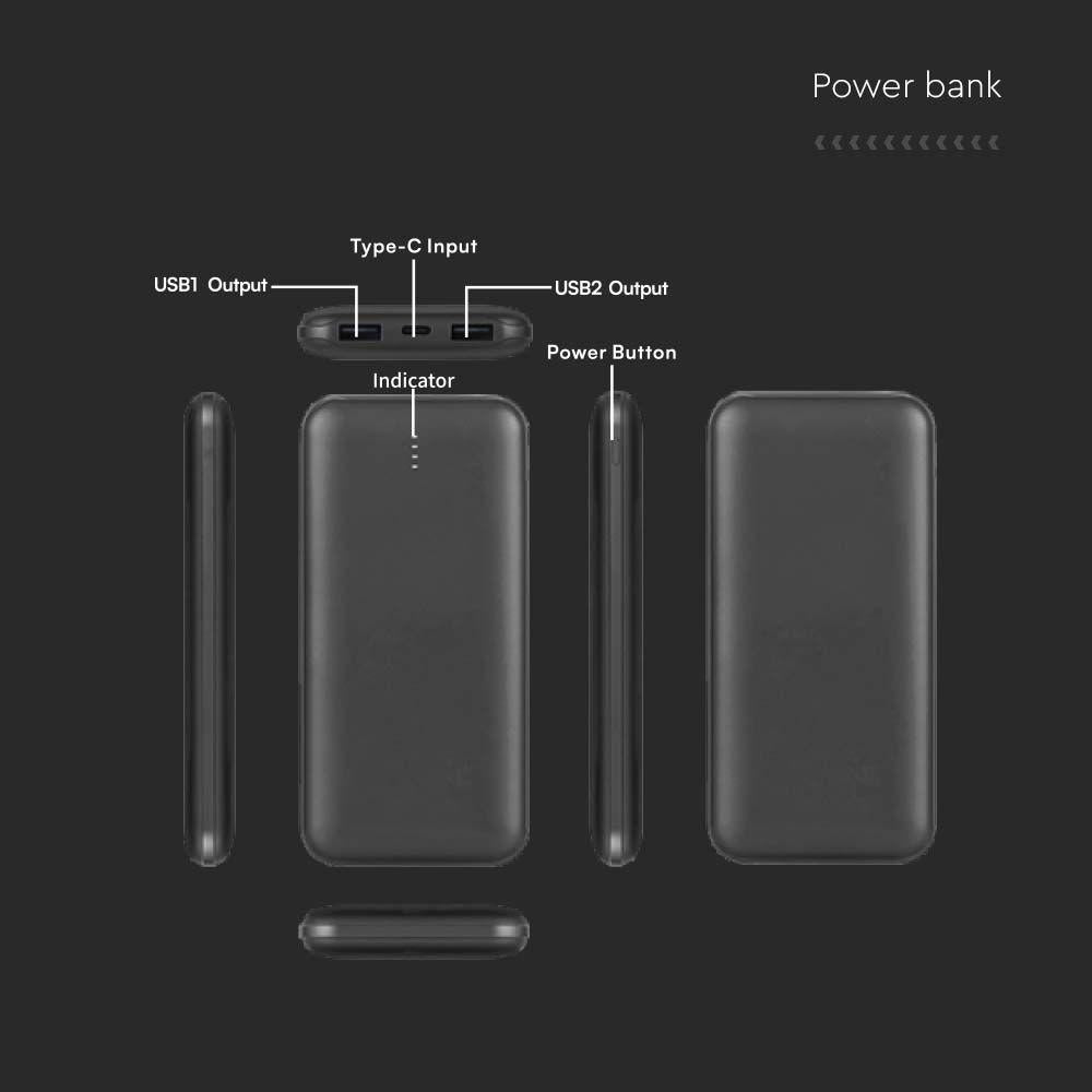 10000MAH POWER BANK 2A 30CM TYPE C CABLE-BLACK