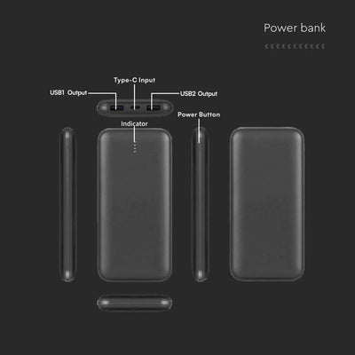 10000MAH POWER BANK 2A 30CM TYPE C CABLE-GREY