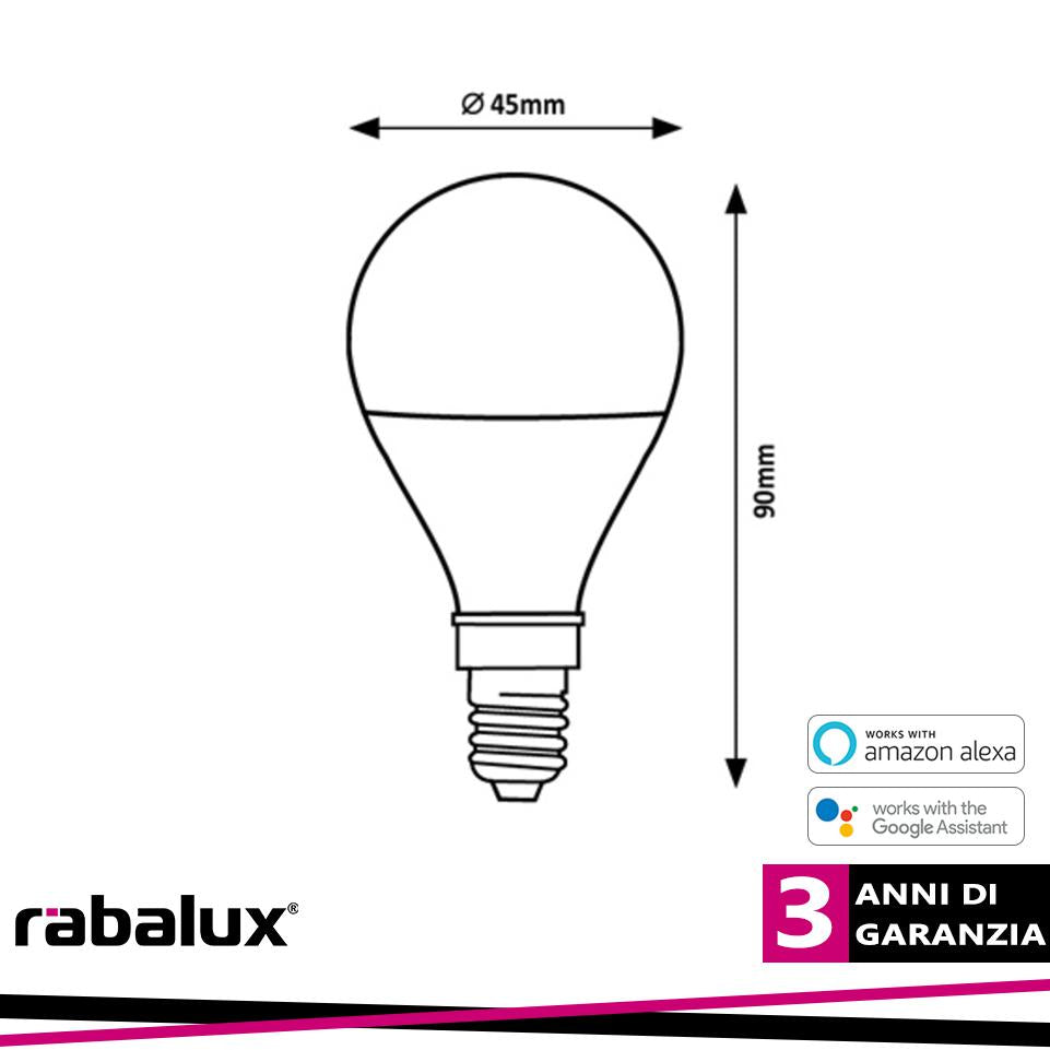 SMD LED, E14 G45, 5W, 450LM, RGB