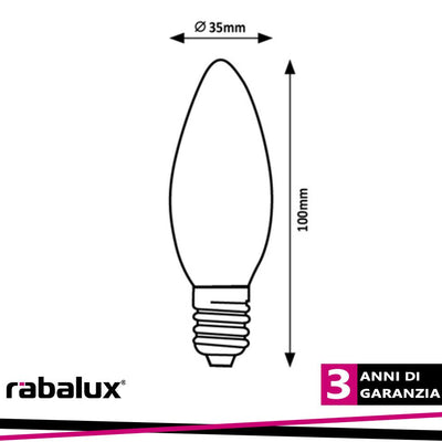 FIL. LED, E14 C37, 4W, 500LM, 2700K