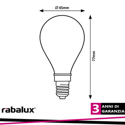 FIL. LED, E14 G45, 4W, 500LM,  2700K