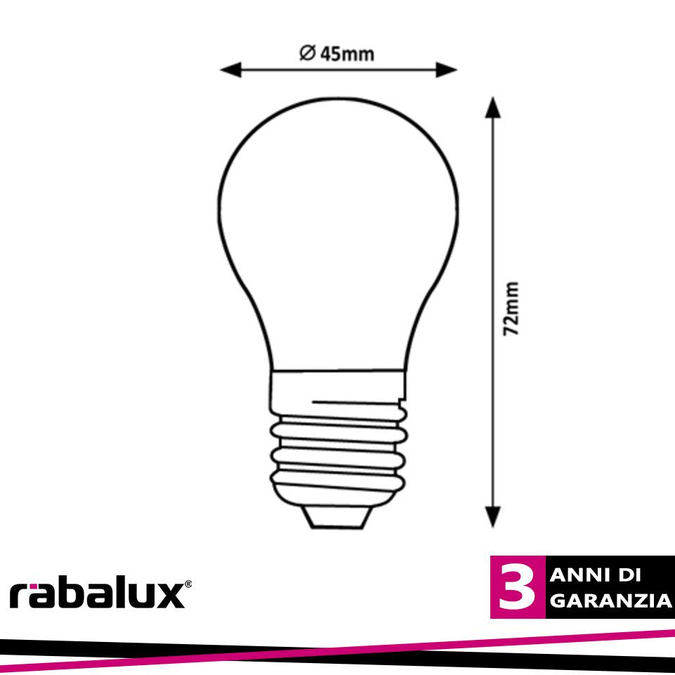 FIL. LED, E27 G45, 4W, 470LM,  2700K