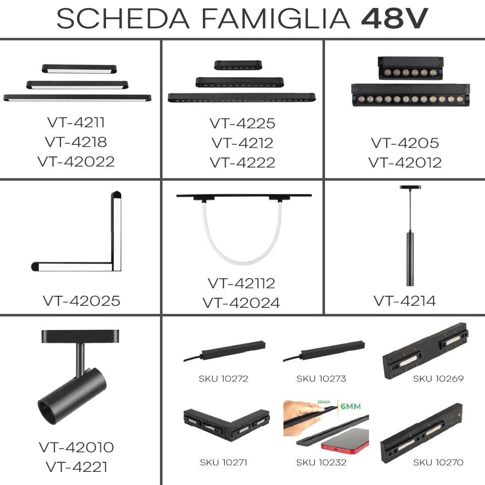 ULTRA THIN MAGNETIC TRACK RAIL SURFACE MOUNT CORPO NERO