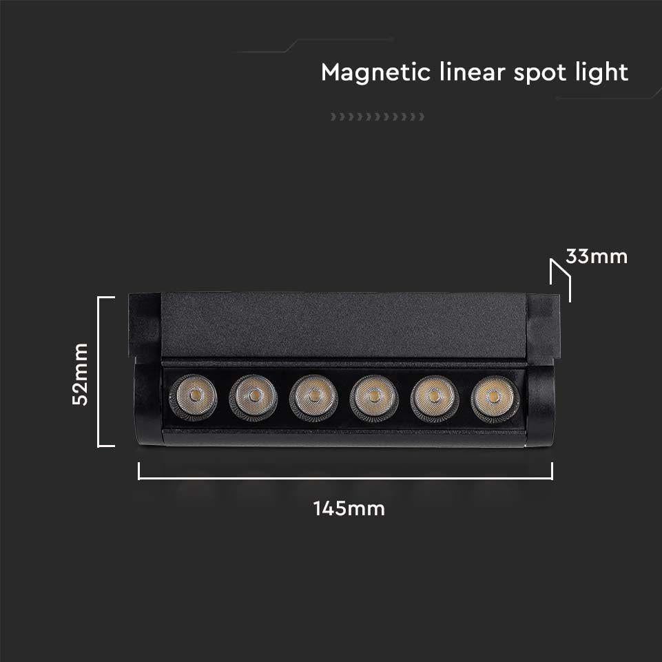 12W LED MAGNETICO LINEARE SPOT LIGHT ADJUSTABLE 3000K CORPO NERO