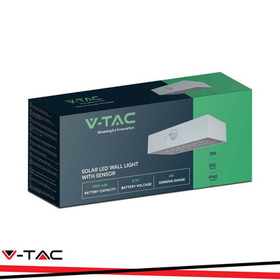 3W LED LUCE SOLARE DA PARETE CON SENSORE 4000K, 3000K CORPO BIANCO