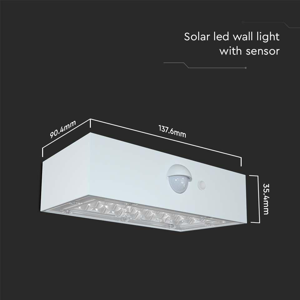 3W LED LUCE SOLARE DA PARETE CON SENSORE 4000K, 3000K CORPO BIANCO