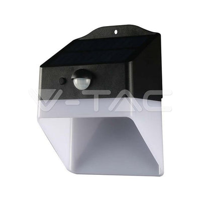 2W LED LUCE SOLARE DA PARETE CON SENSORE 4000K BLACK & CORPO BIANCO