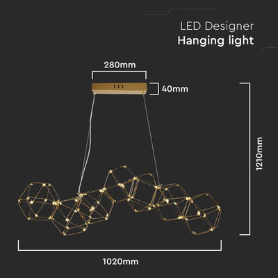 20W LED LAMPADA A SOSPENSIONE DI DESIGN ( L94.5*W32.5*H120CM) 3000K CORPO D ORO