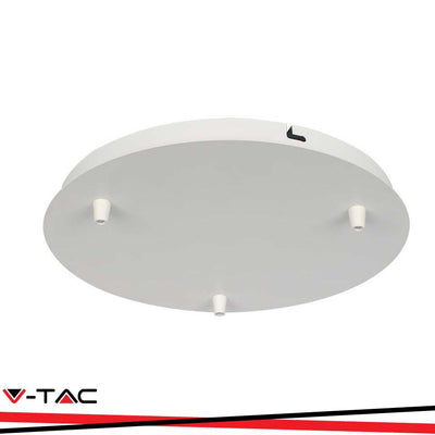 ROSONE PER LAMPADARIO IN ACCIAIO D300*H25MM CON 3 FORI SULLA SUPERFICIE - BIANCO OPACO